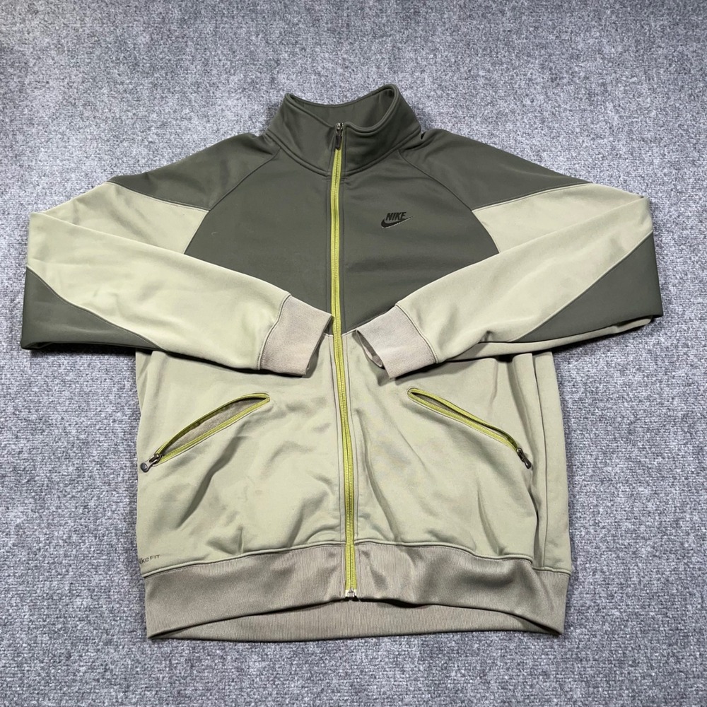 Nike Sportswear Therma-FIT Full Zip Track Jacket Mens Large Fleece Lined Green